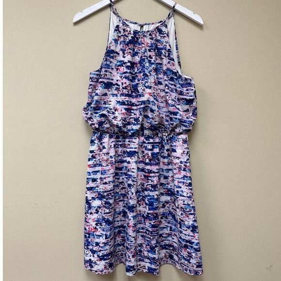 Guess Women's Colorful Halter Neck Tropical Vacation Flowy Mini Dress Size 10 - Picture 3 of 15